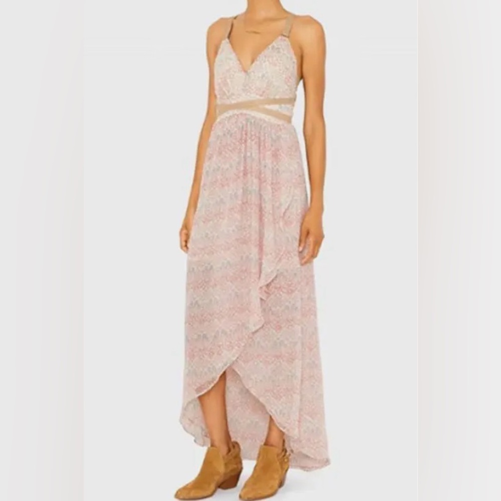 Twelfth Street Cynthia Vincent + Intermix Leather Trim Maxi Halter Dress Size L